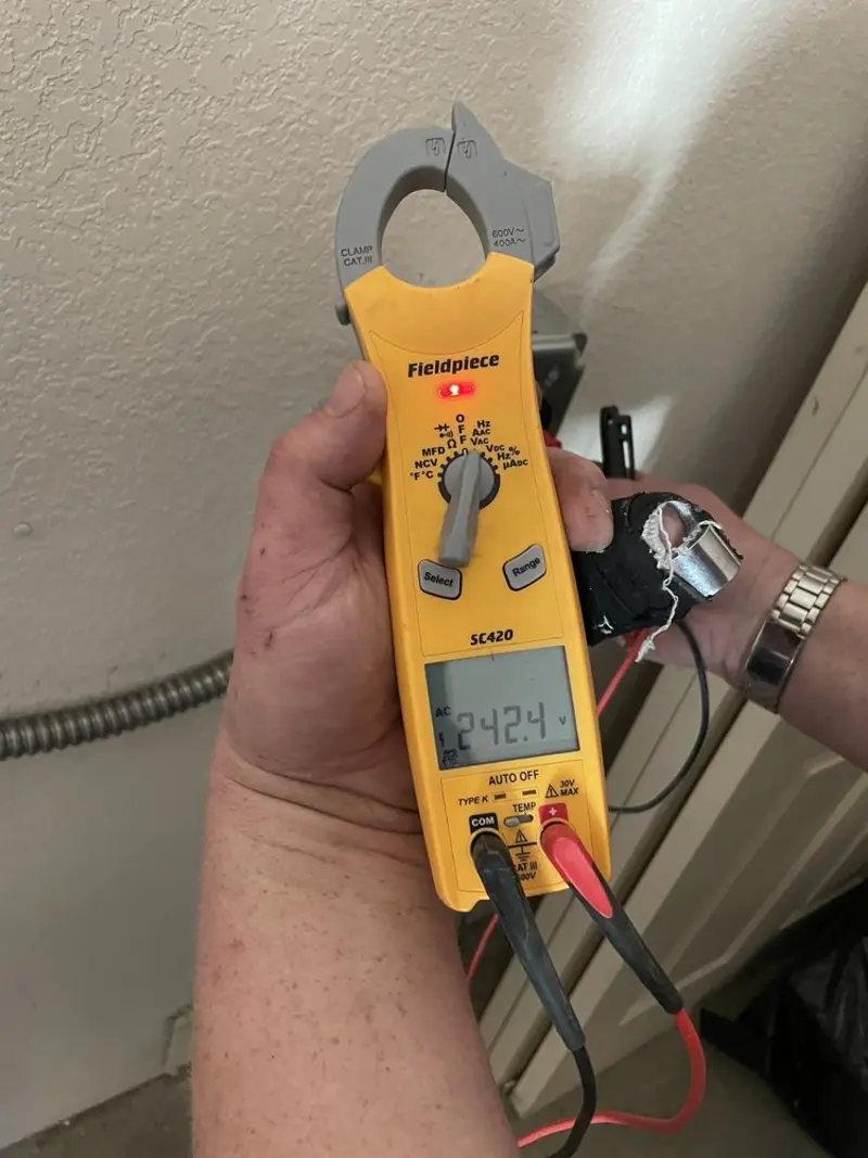 Voltage testing with clamp meter during Hot Tub / Pool Electrical Wiring in Lumberton